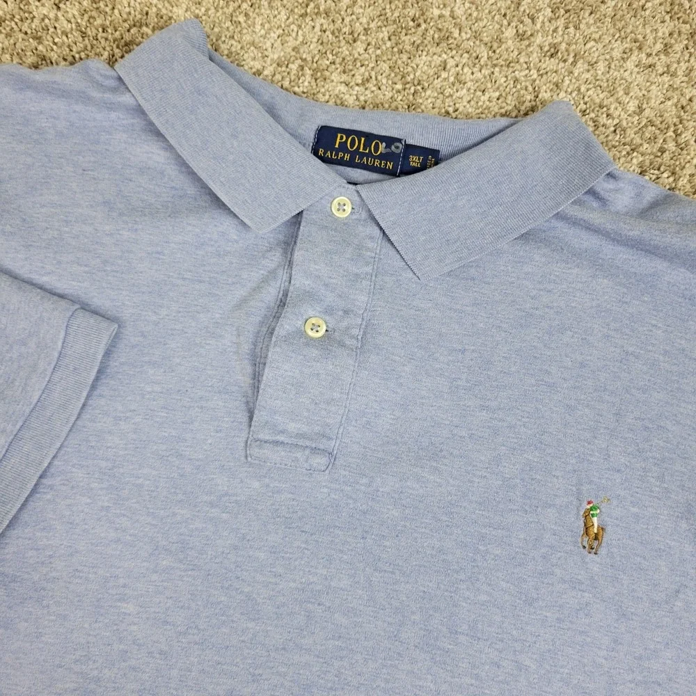 Polo Ralph Lauren Pima Soft Touch Mens 3XLT Light Blue Flesh Pony Stretch Knit